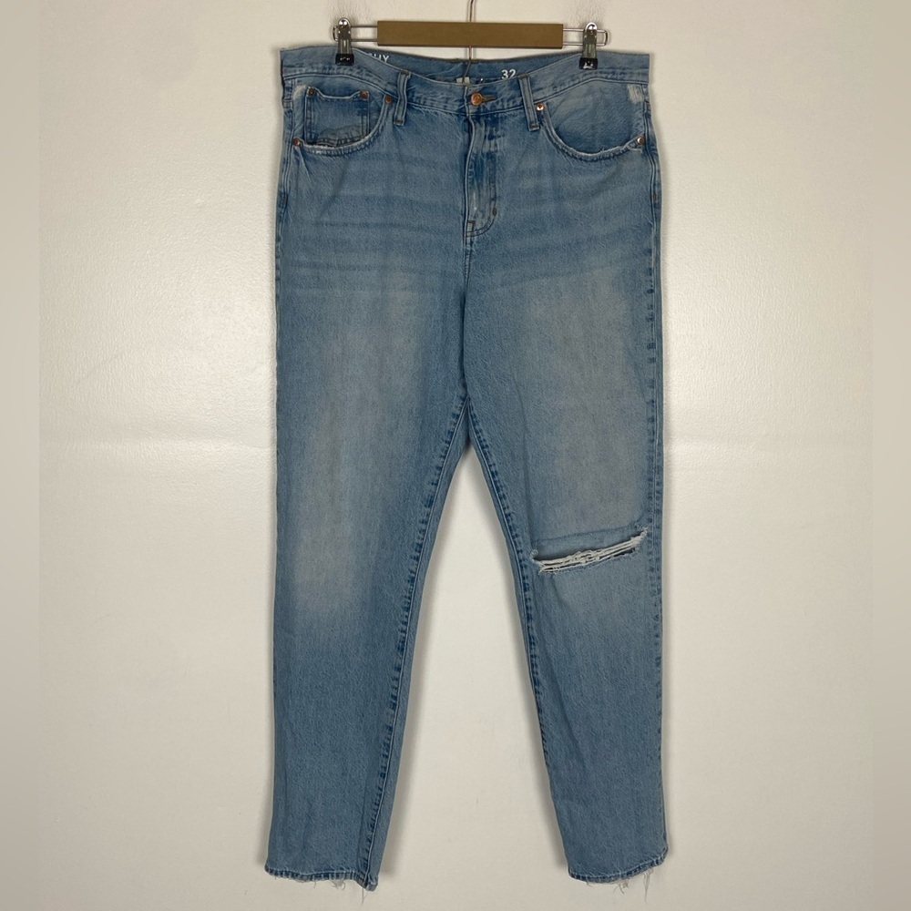 J. Crew Slouchy Boyfriend Women's Jeans Size 32 Distressed Light Wash Color Blue
